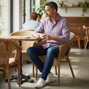 Sid Mashburn Mens Purple Gingham Check Button Down Shirt Size M Made in USA‎
